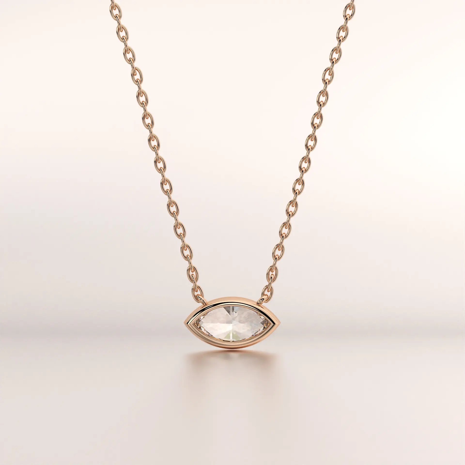 pendant marquise diamond rose gold 18k front