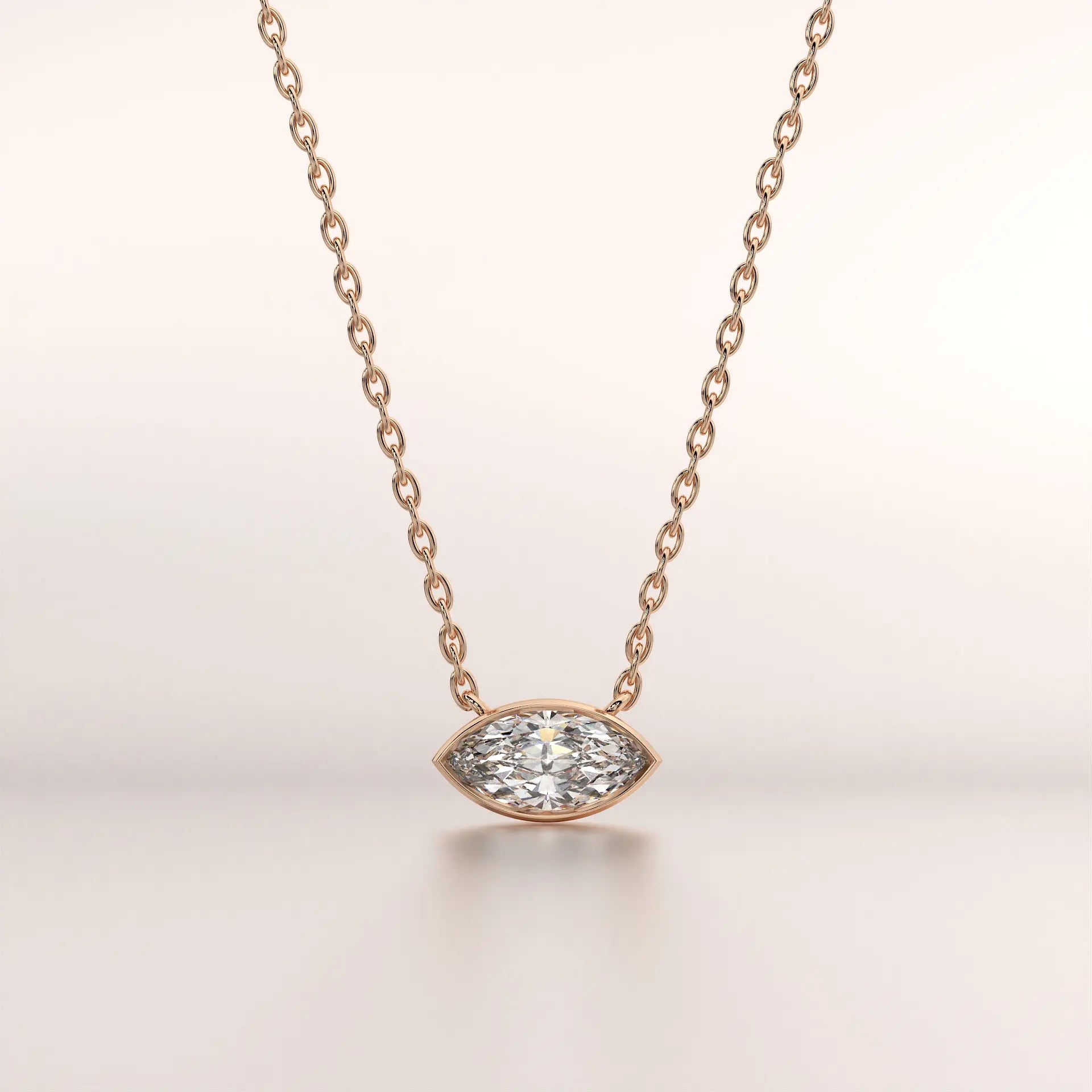 pendant marquise diamond rose gold 18k front