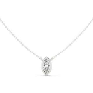 Front-view: Marquise Diamond Pendant with Solitaire Setting in 14k White Gold - Lab Grown - Driona Jewels