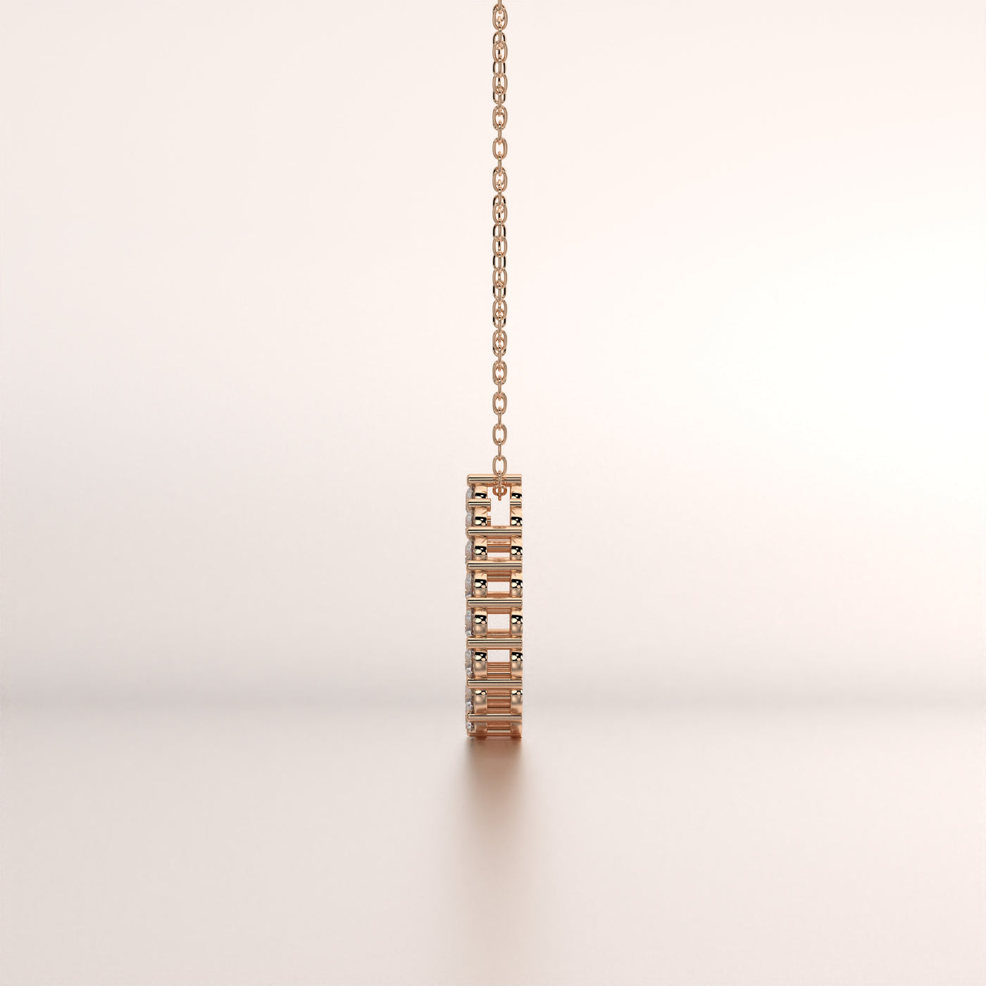 pendant metal diamond rose gold 18k side profile