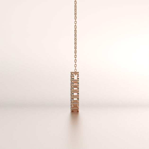 pendant metal diamond rose gold 18k side profile