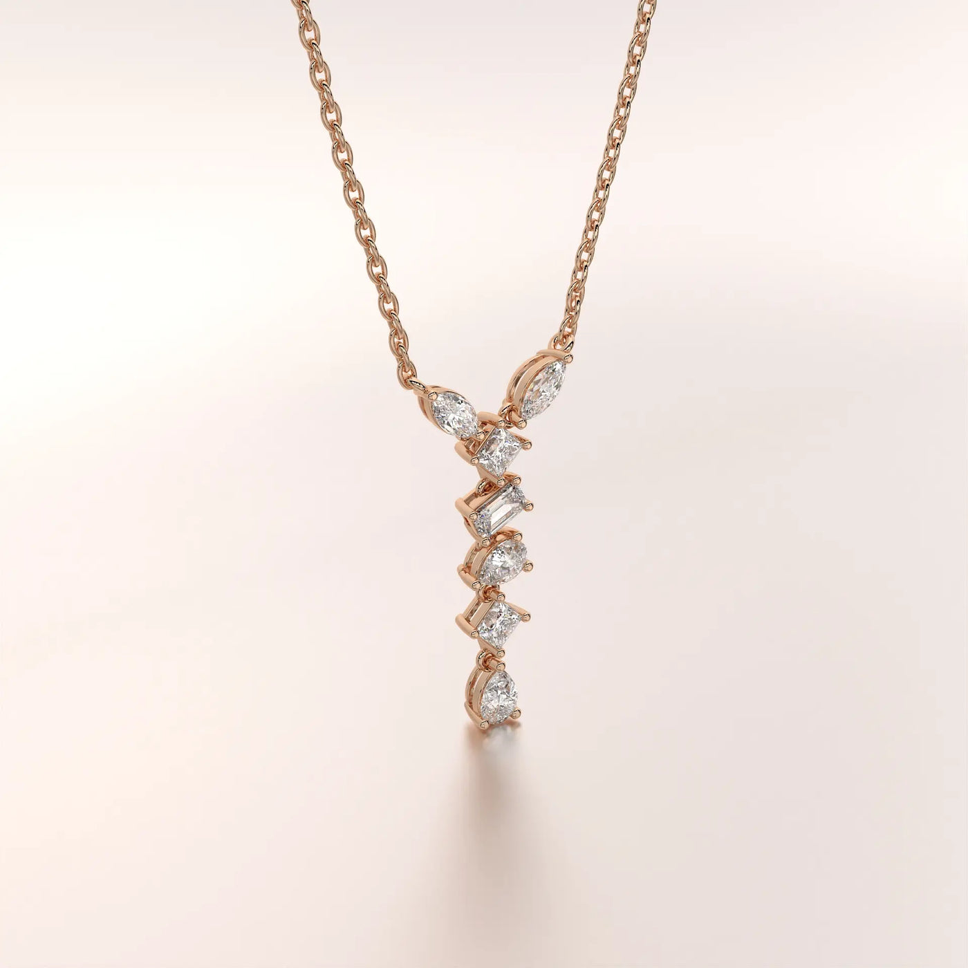 pendant multi shape diamond rose gold 18k front