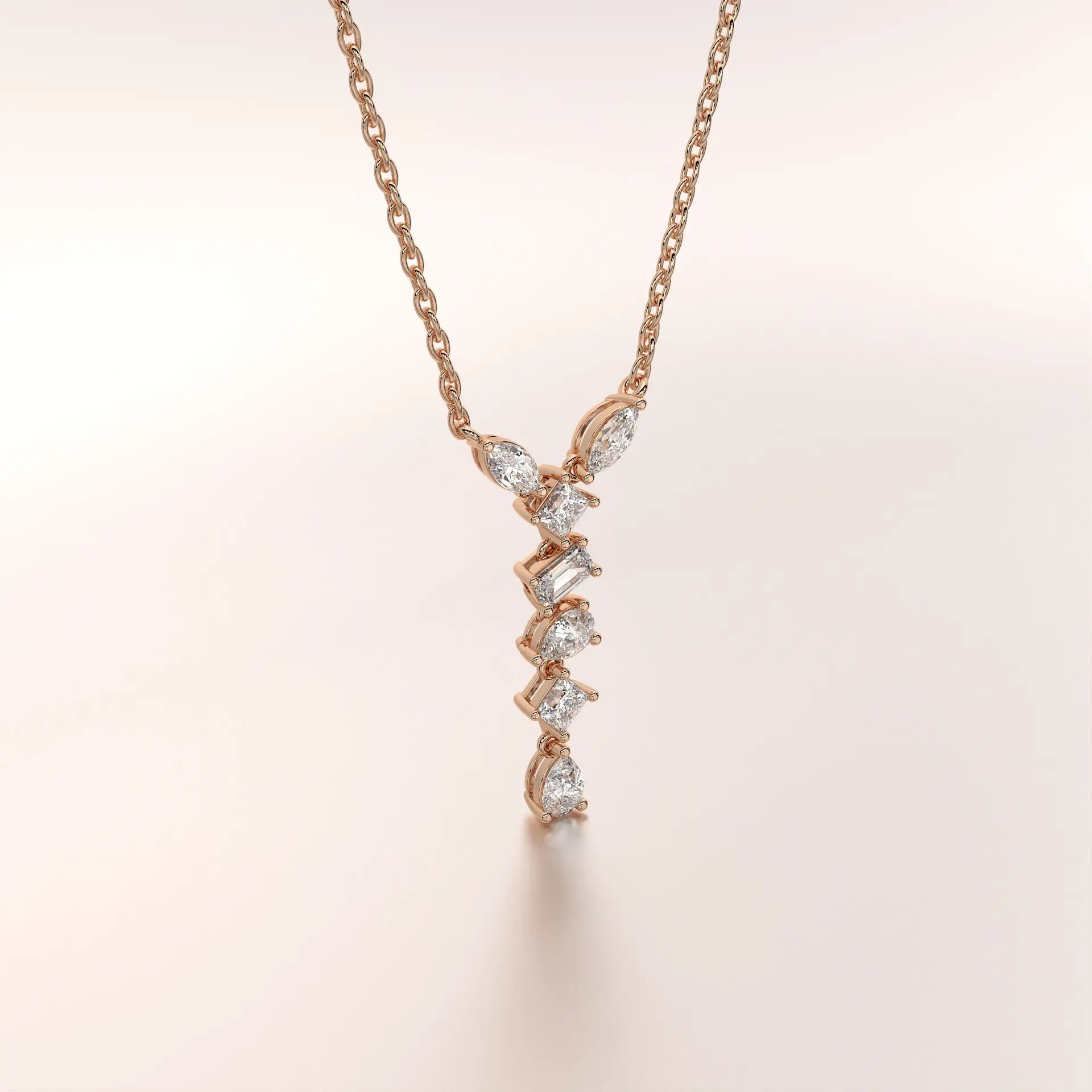 pendant multi shape diamond rose gold 18k front