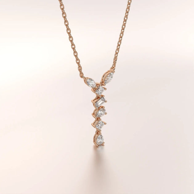pendant multi shape diamond rose gold 18k front