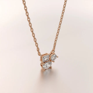 pendant multi stone diamond rose gold base front