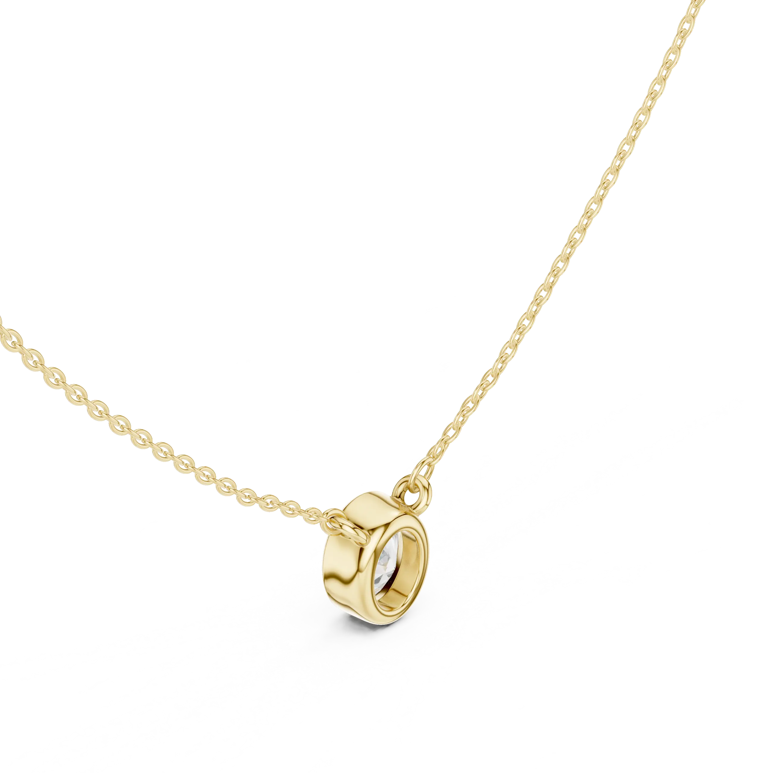 Front-View: Oval Diamond Pendant with Bezel Setting in 14k Gold - Lab Grown - Driona Jewels