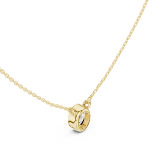 Front-View: Oval Diamond Pendant with Bezel Setting in 14k Gold - Lab Grown - Driona Jewels