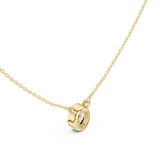 Front-View: Oval Diamond Pendant with Bezel Setting in 14k Gold - Lab Grown - Driona Jewels