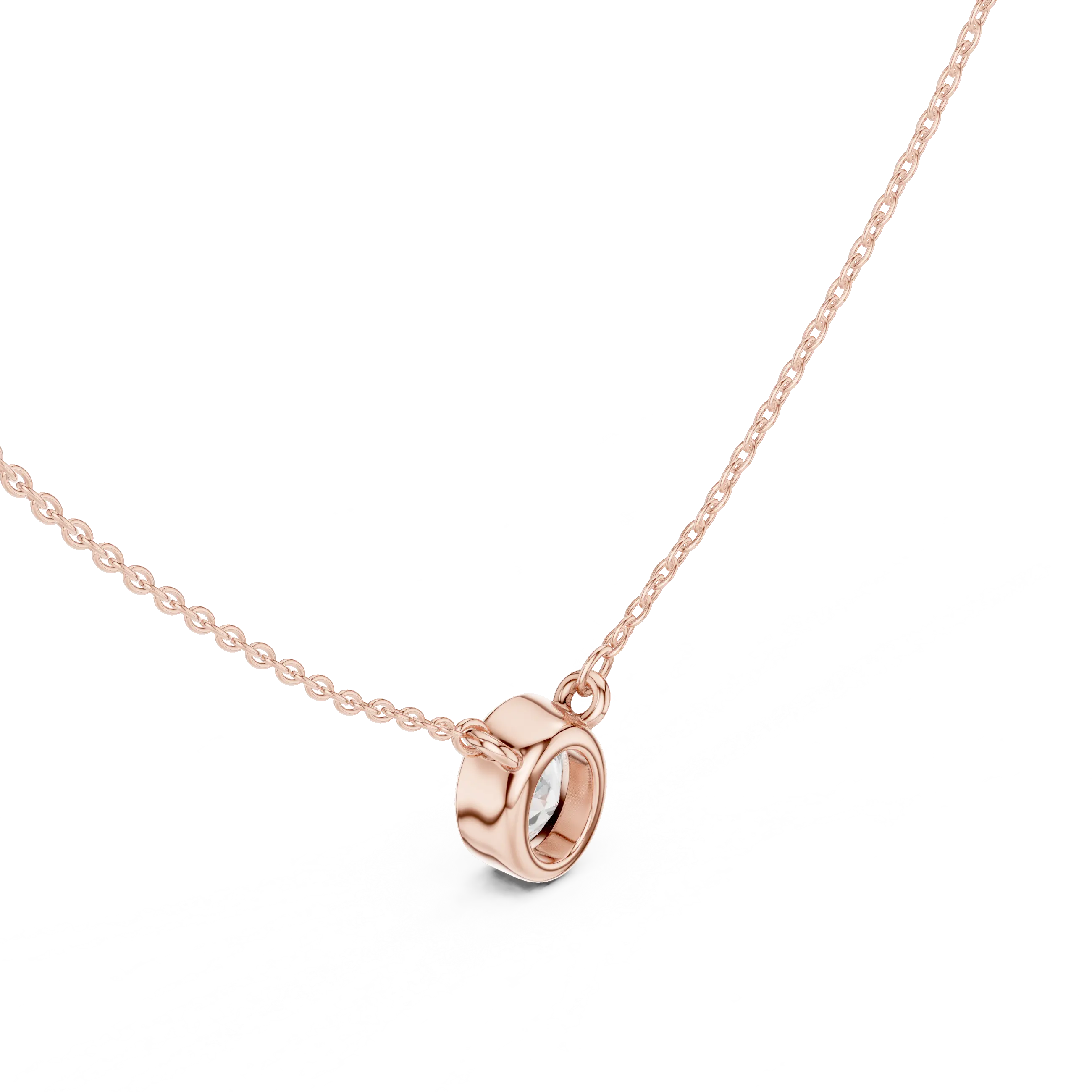 Front-view: Oval Diamond Pendant with Bezel Setting in 14k Rose Gold - Lab Grown - Driona Jewels