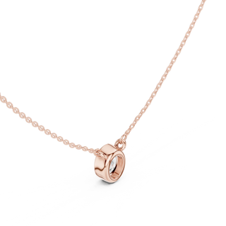 Front-view: Oval Diamond Pendant with Bezel Setting in 14k Rose Gold - Lab Grown - Driona Jewels