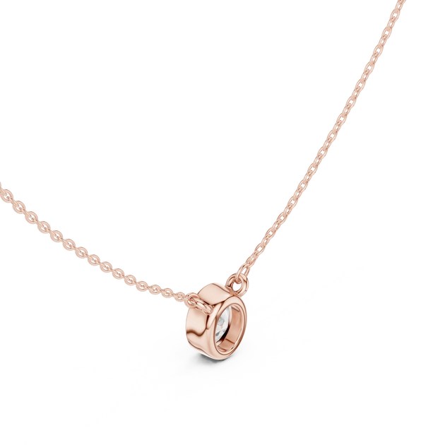 Front-view: Oval Diamond Pendant with Bezel Setting in 14k Rose Gold - Lab Grown - Driona Jewels