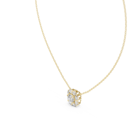 Front-view: Oval Diamond Pendant with Bezel Setting in 14k Yellow Gold - Lab Grown - Driona Jewels