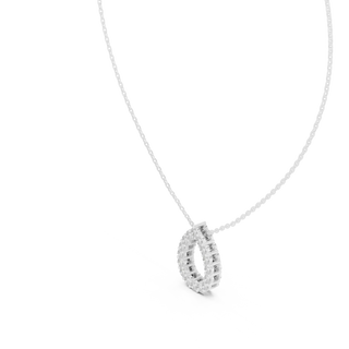 Three-quarter-view: Oval Diamond Pendant with Halo Setting in 14k White Gold - Lab Grown - Driona Jewels