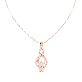 Front-View: Oval Diamond Pendant with Pave Setting in 14k Rose Gold - Lab Grown - Driona Jewels
