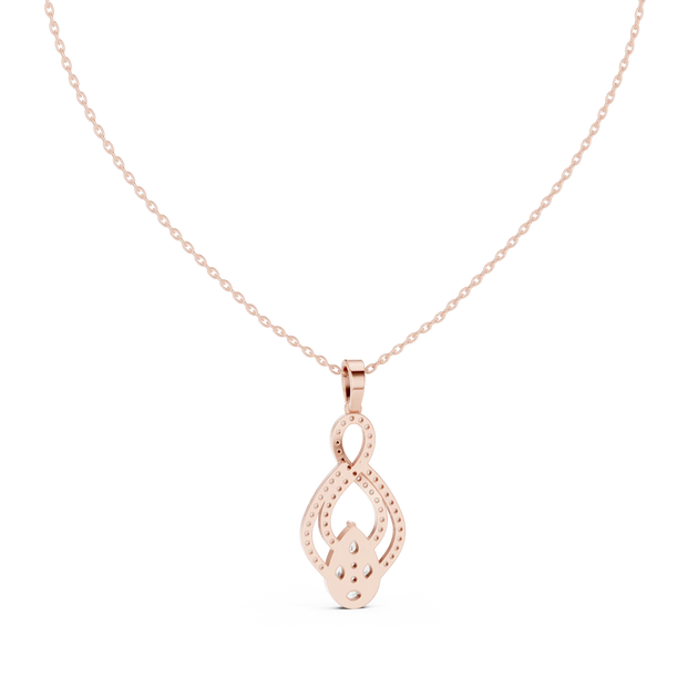 Front-View: Oval Diamond Pendant with Pave Setting in 14k Rose Gold - Lab Grown - Driona Jewels