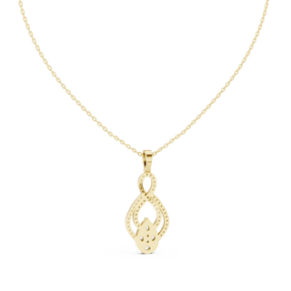 Front-view: Oval Diamond Pendant with Pave Setting in 14k Yellow Gold - Lab Grown - Driona Jewels