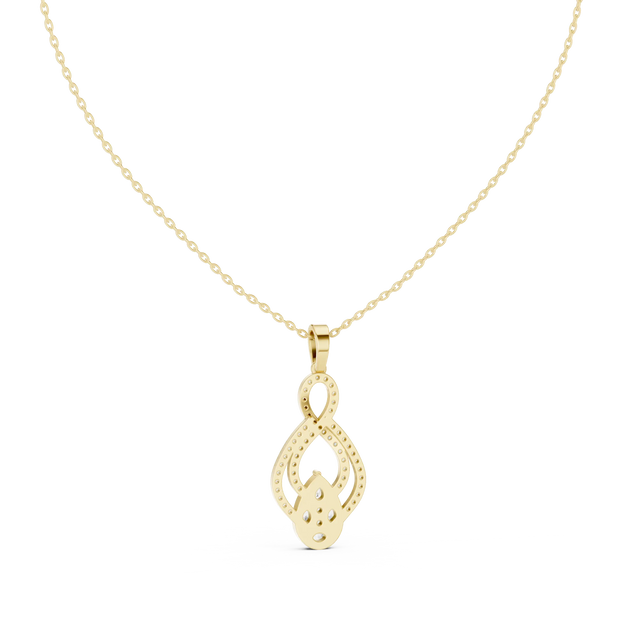 Front-view: Oval Diamond Pendant with Pave Setting in 14k Yellow Gold - Lab Grown - Driona Jewels