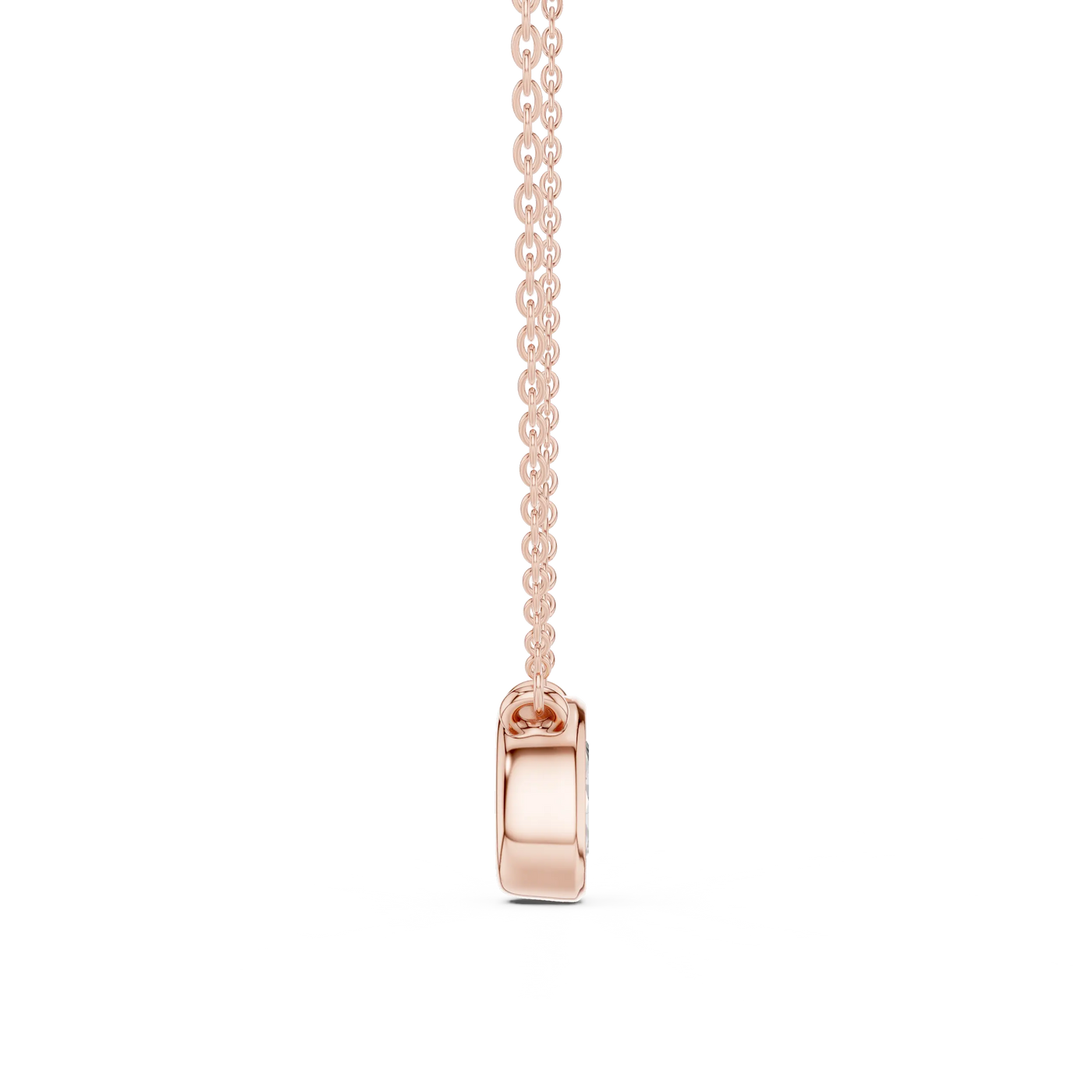 Close-up: Oval Diamond Pendant with Prong Setting in 14k Rose Gold - Lab Grown - Driona Jewels