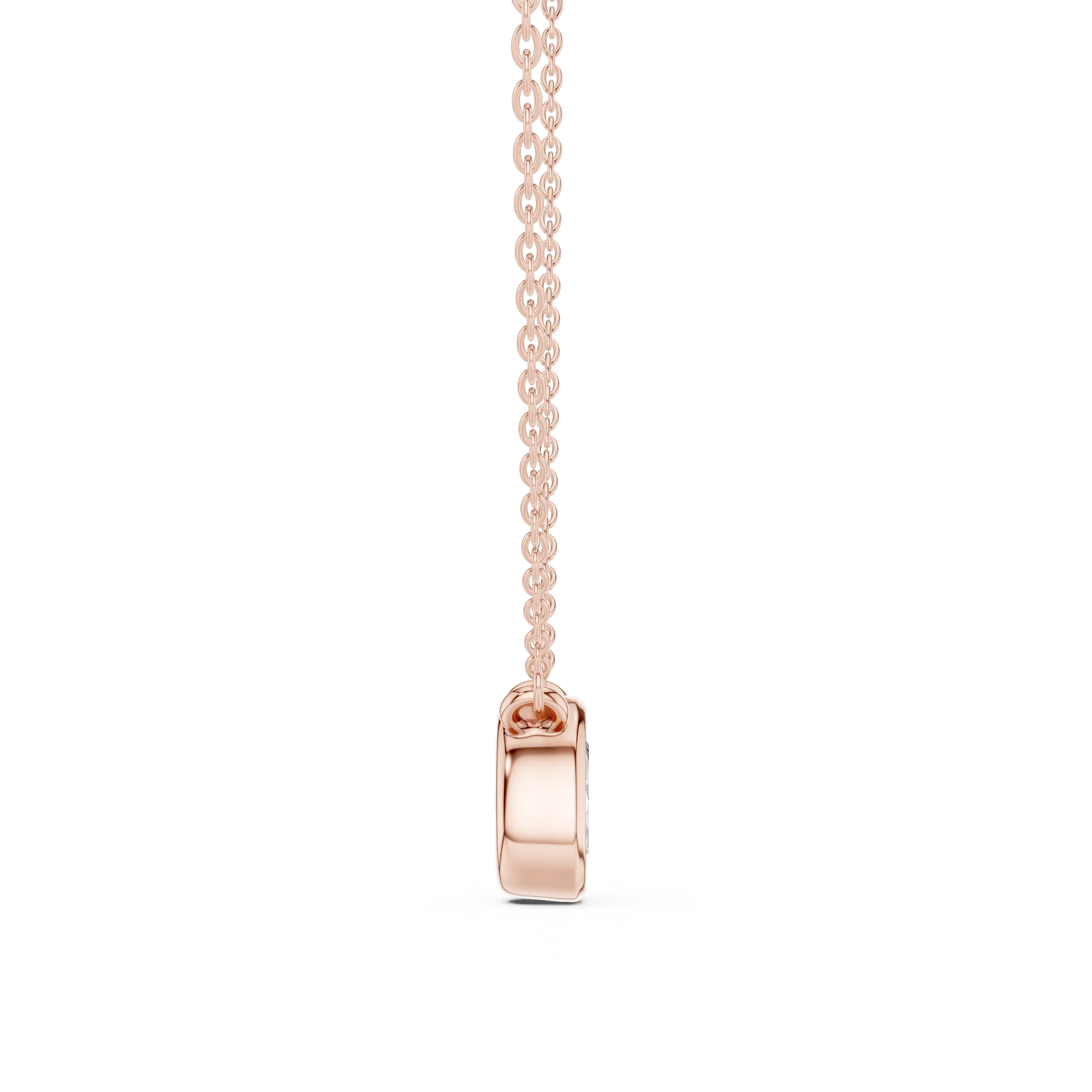 Close-up: Oval Diamond Pendant with Prong Setting in 14k Rose Gold - Lab Grown - Driona Jewels