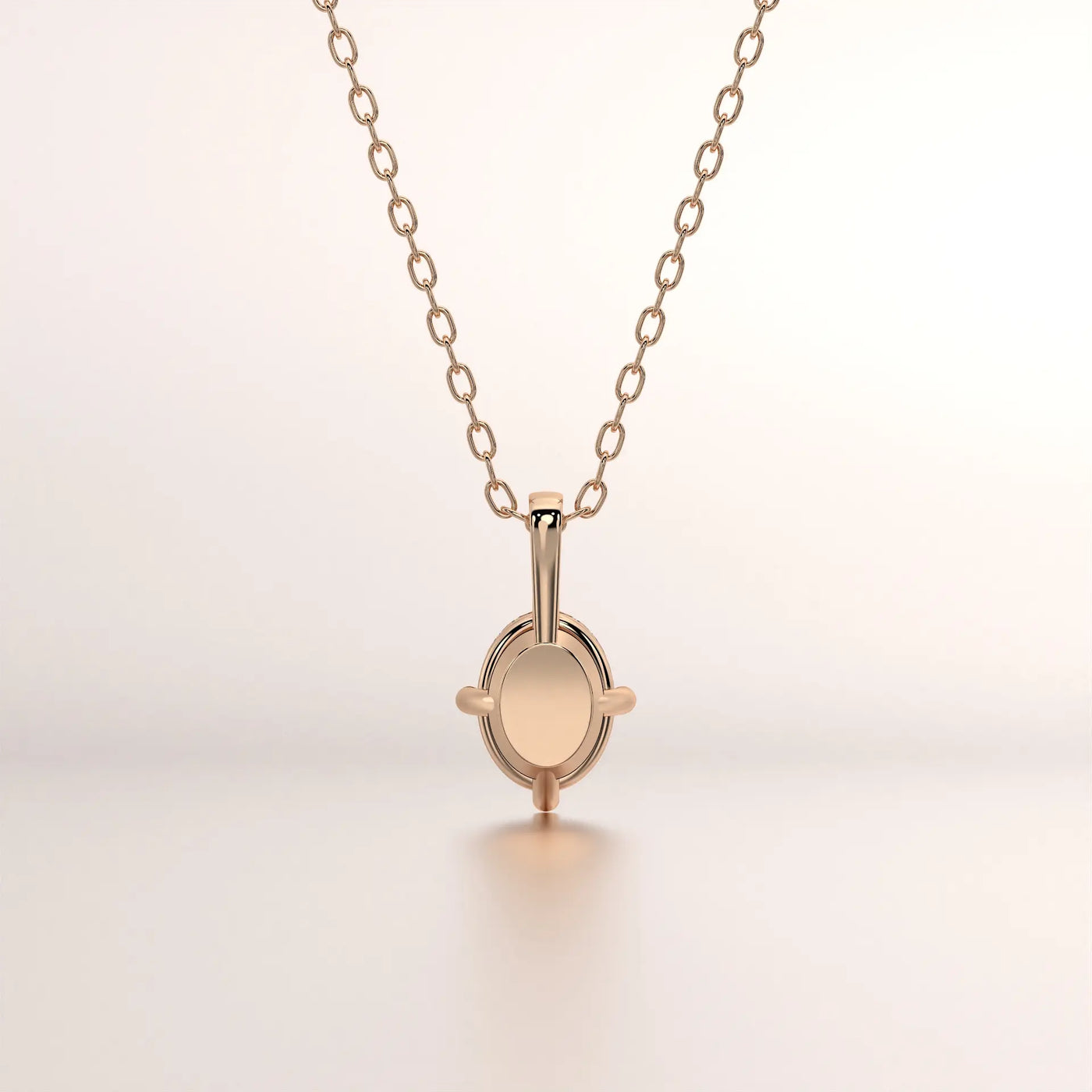 pendant oval diamond rose gold 18k front