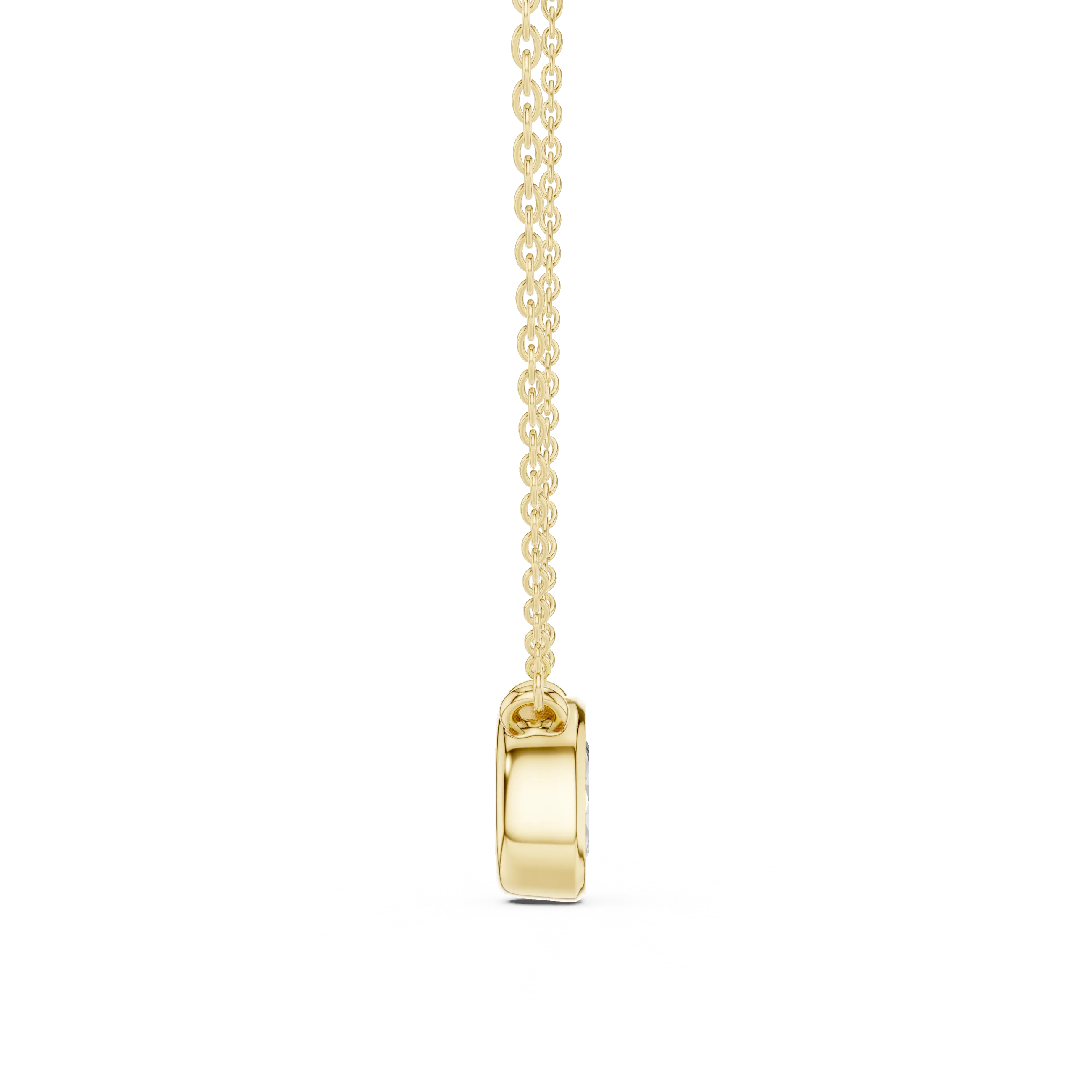 Front-view: Oval Diamond Pendant with Solitaire Setting in 14k Gold - Lab Grown - Driona Jewels