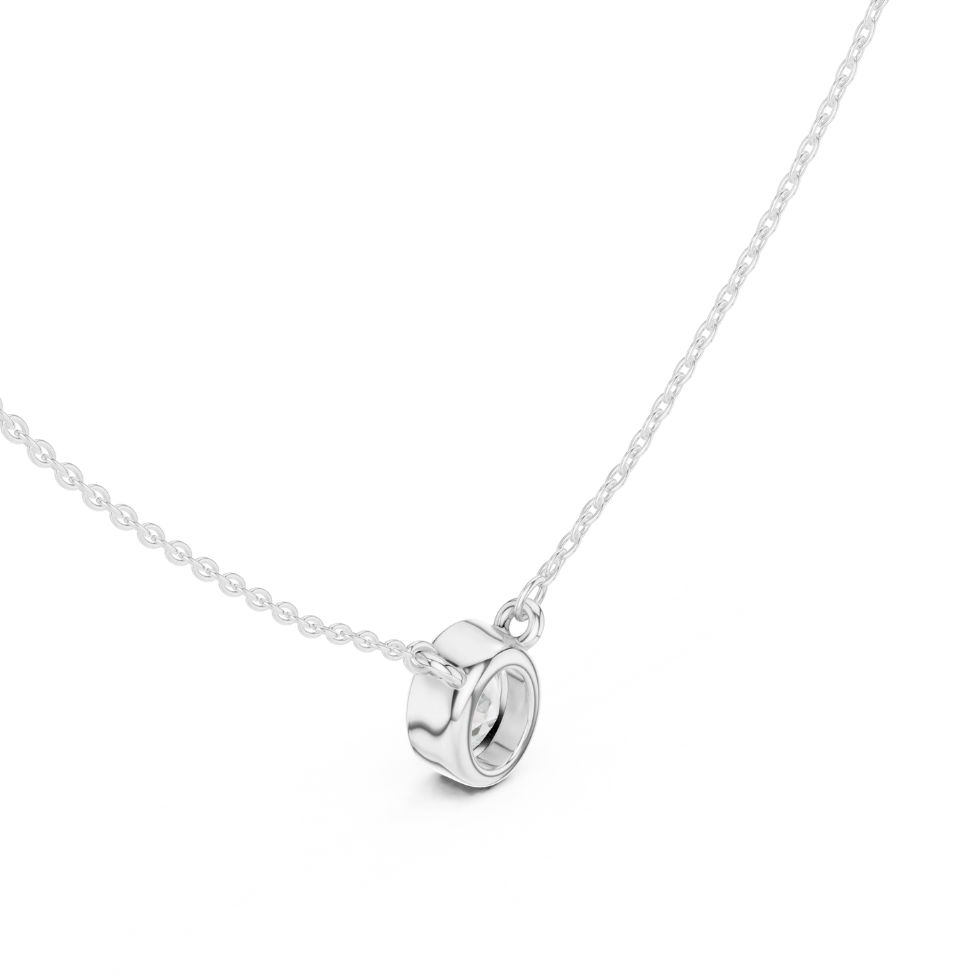 Front-view: Oval Diamond Pendant with Solitaire Setting in 925 Silver - Lab Grown - Driona Jewels