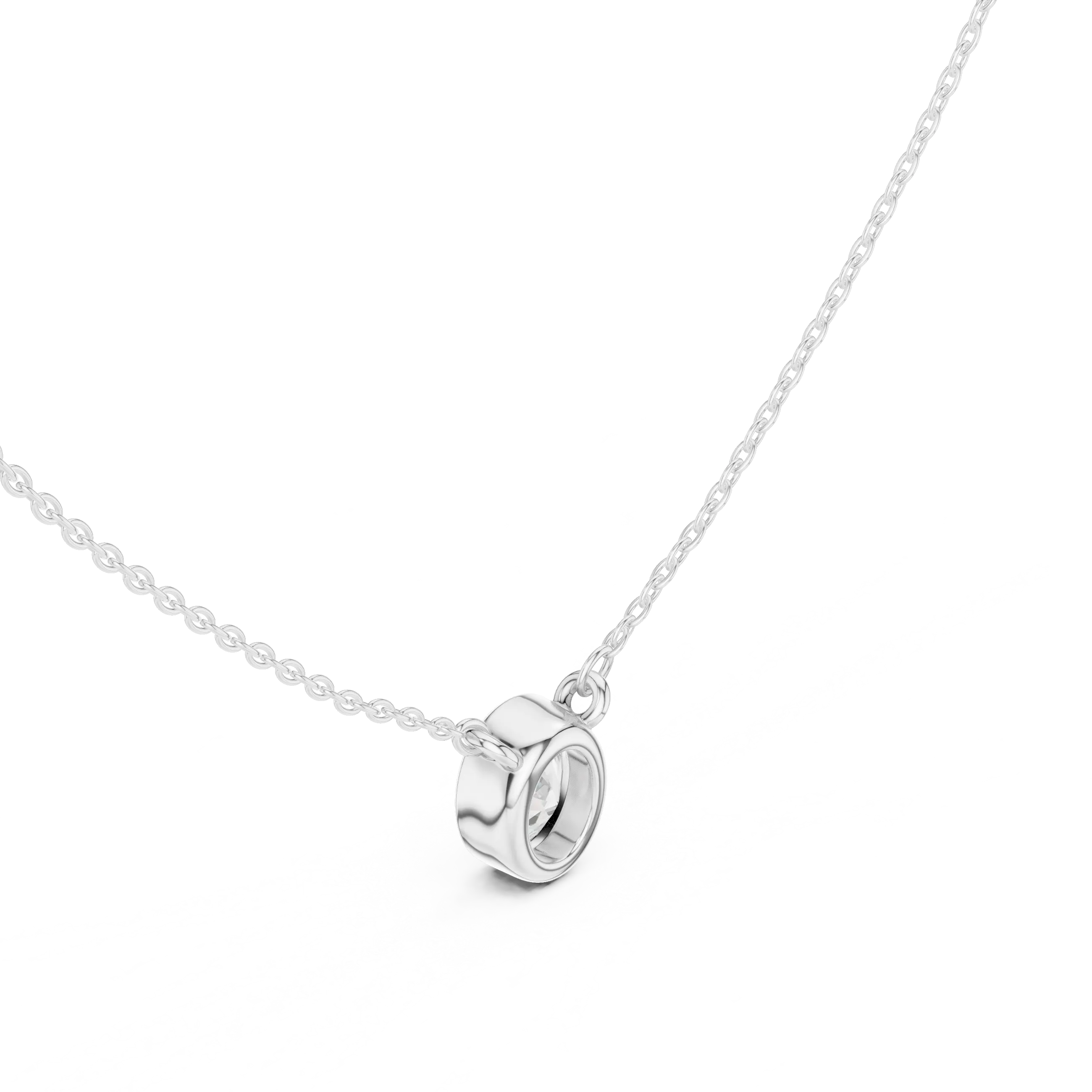 Front-view: Oval Diamond Pendant with Solitaire Setting in 925 Silver - Lab Grown - Driona Jewels