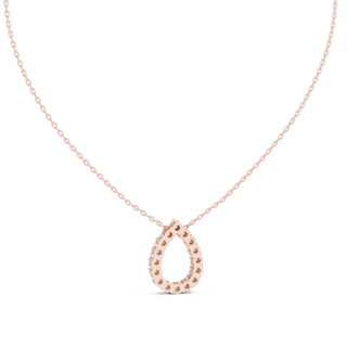 Front-View: Pear Cut Diamond Pendant with Halo Setting in 14k Rose Gold - Lab Grown - Driona Jewels