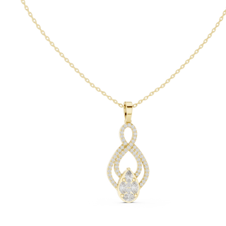 Front: Pear Diamond Pendant with Pave Setting in 14k Yellow Gold - Lab Grown - Driona Jewels