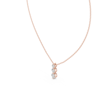 Front-view: Pear Cut Diamond Pendant with Prong Setting in 14k Rose Gold - Lab Grown - Driona Jewels