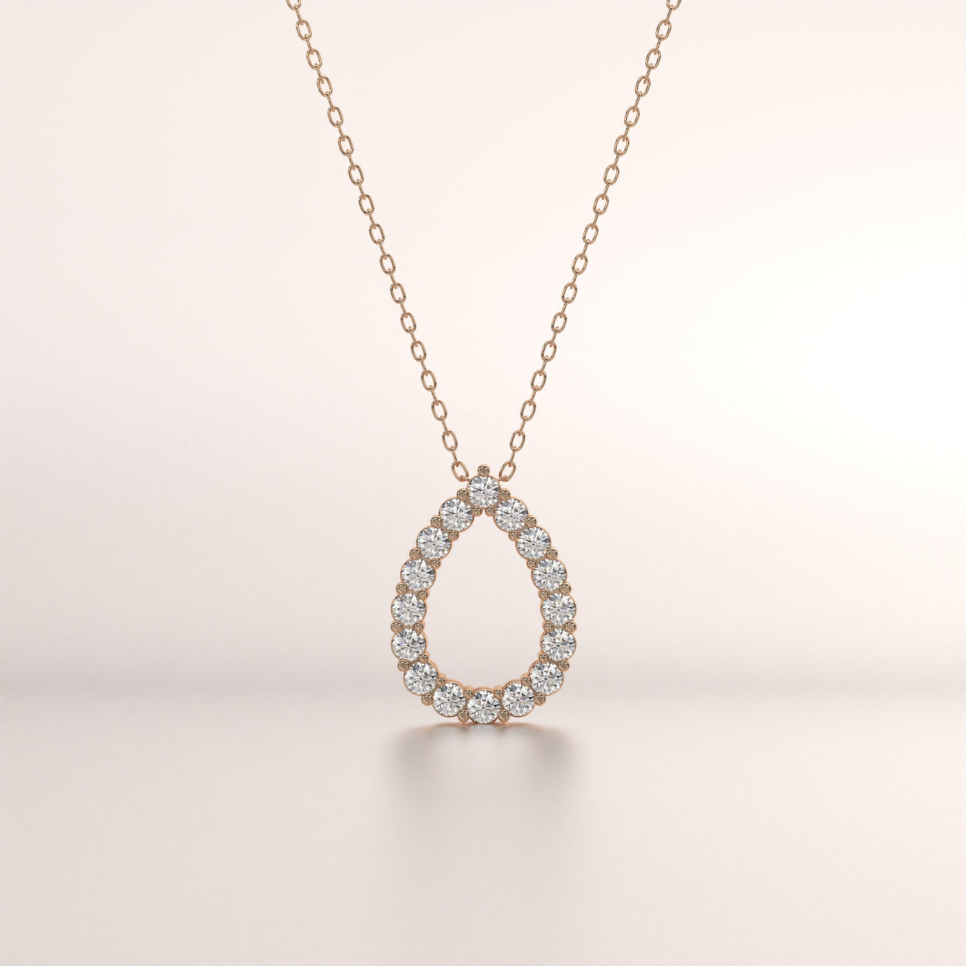 pendant pear diamond rose gold 14k front