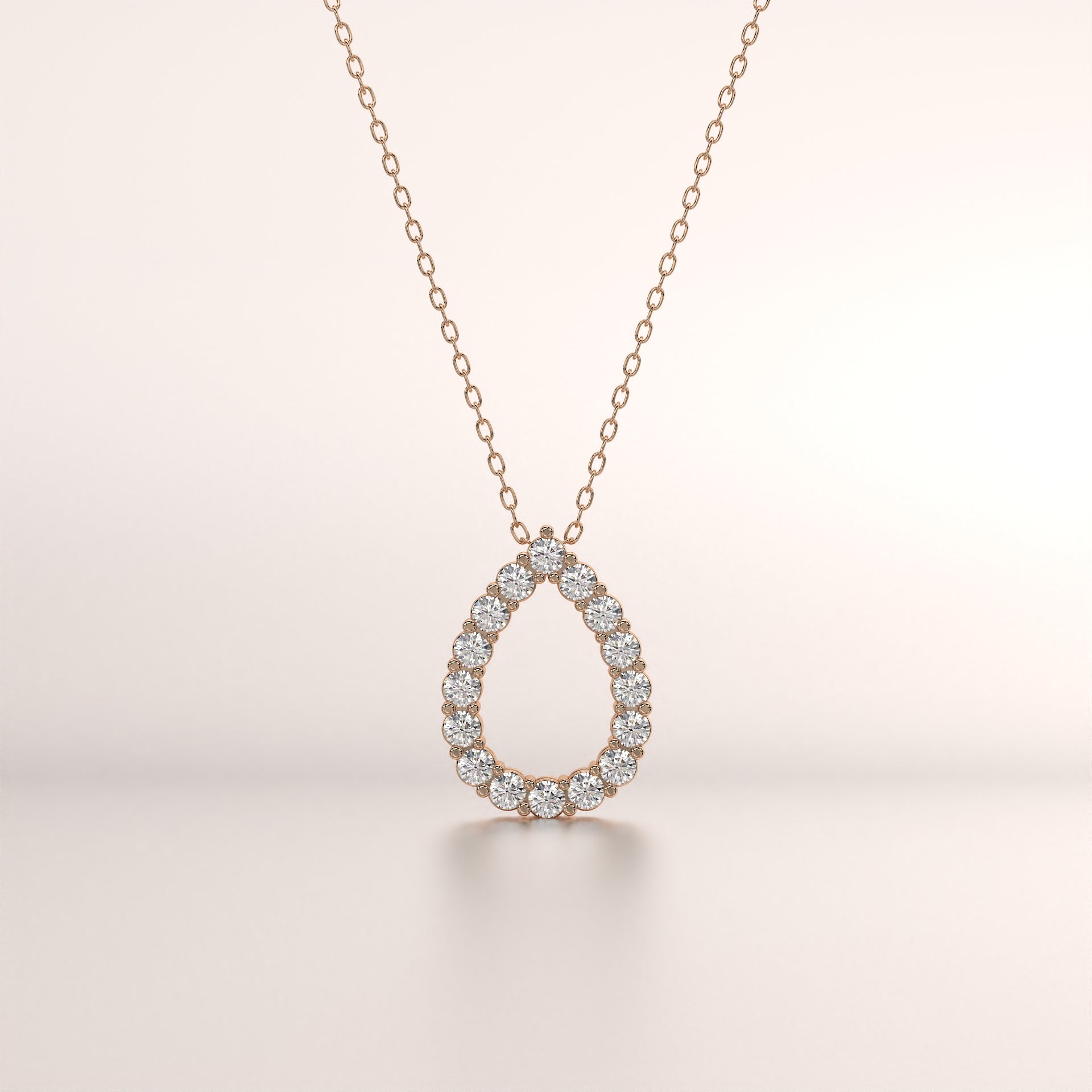 pendant pear diamond rose gold 14k front