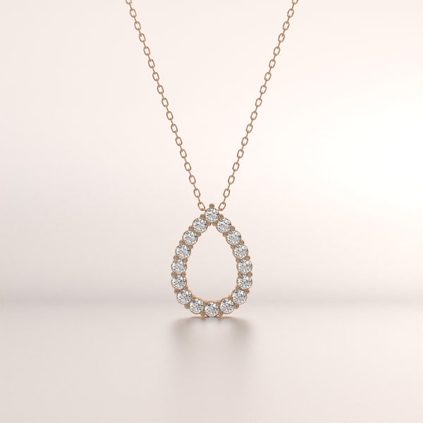 pendant pear diamond rose gold 14k front