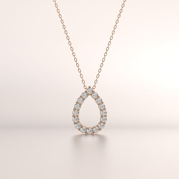 pendant pear diamond rose gold 14k front