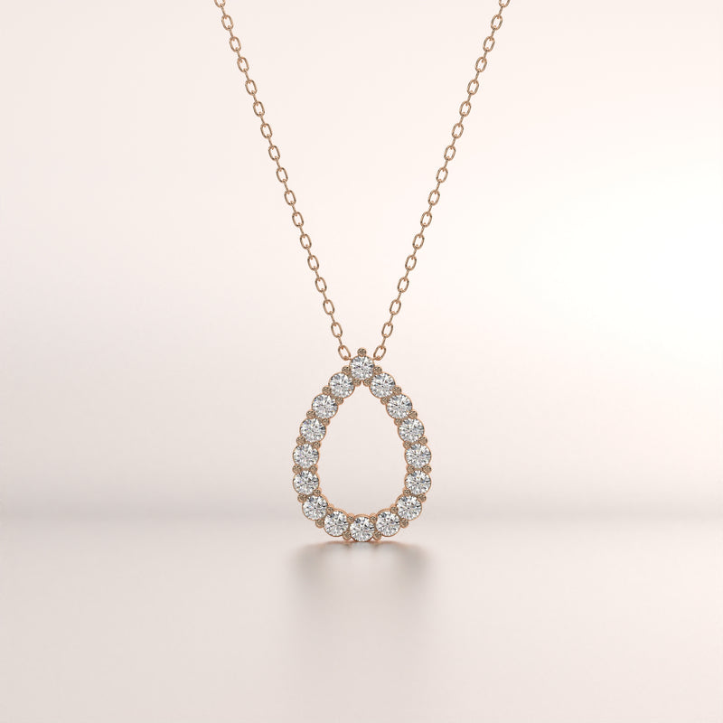 pendant pear diamond rose gold 14k front