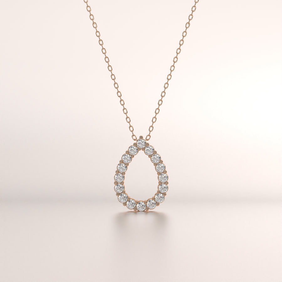 pendant pear diamond rose gold 14k front
