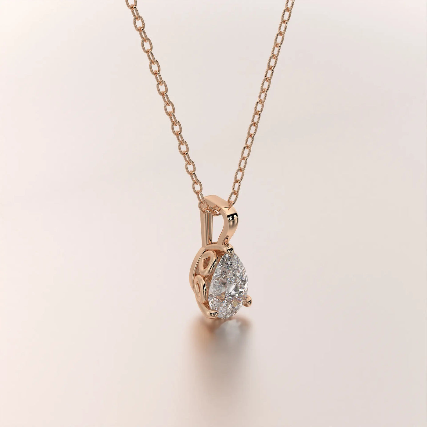 pendant pear diamond rose gold 14k front