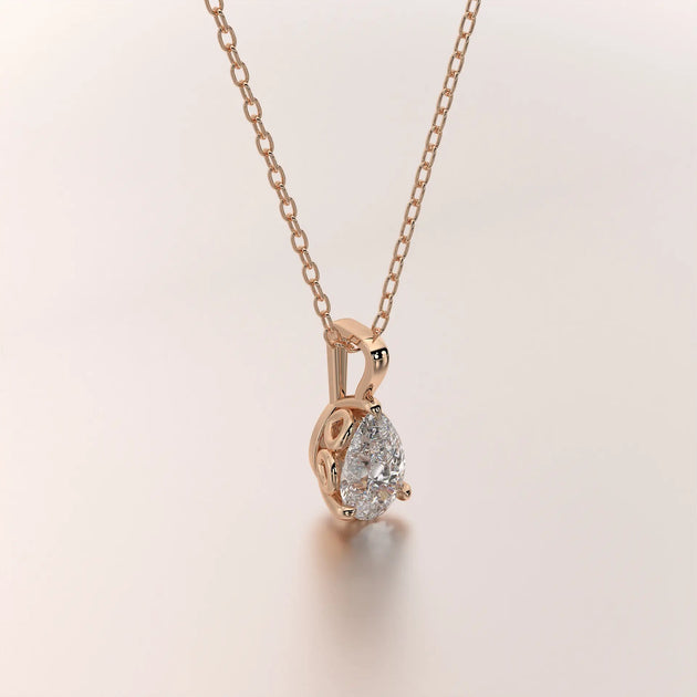 pendant pear diamond rose gold 14k front