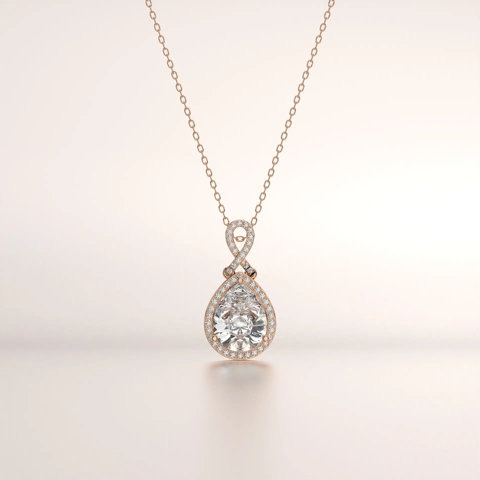 pendant pear diamond rose gold 18k front