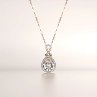 pendant pear diamond rose gold 18k front