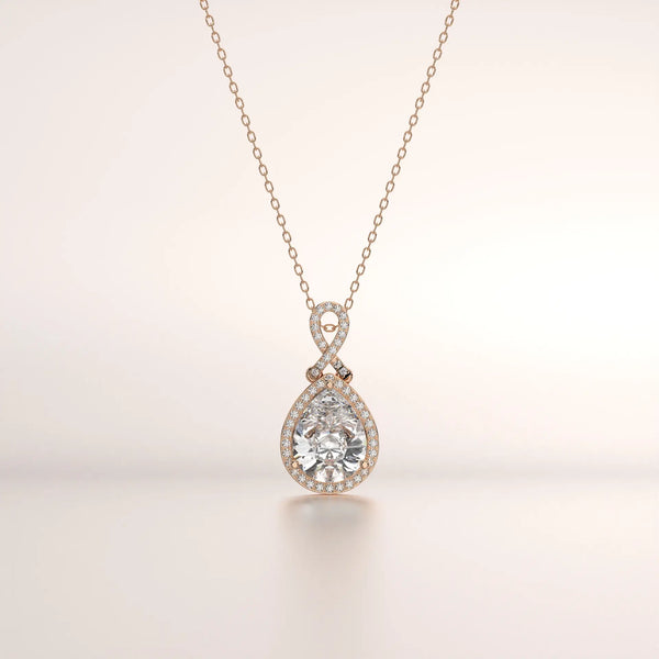 pendant pear diamond rose gold 18k front