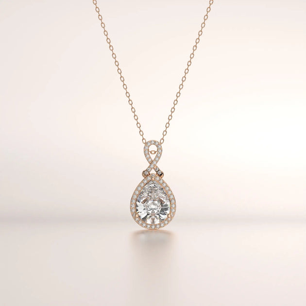 pendant pear diamond rose gold 18k front