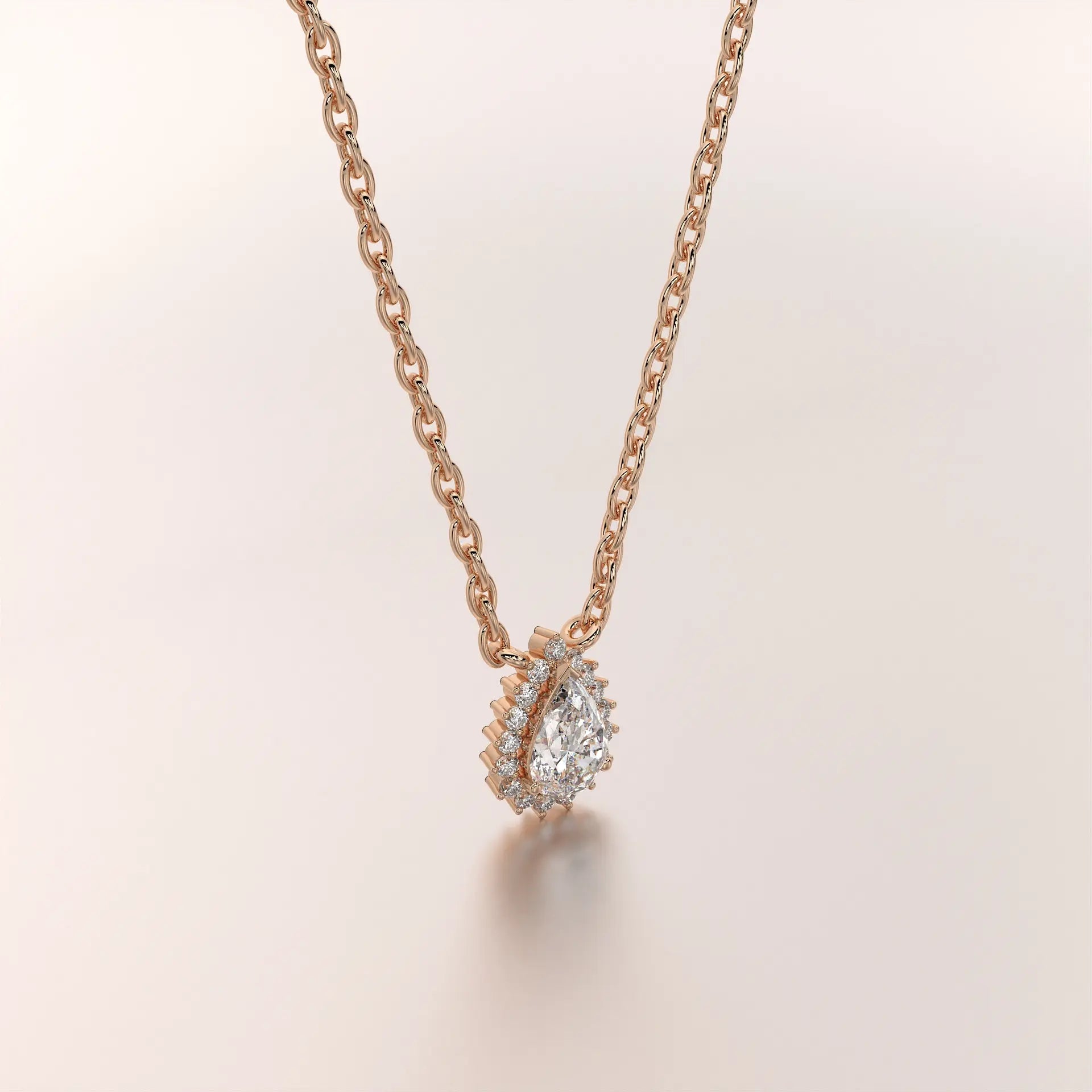 pendant pear diamond rose gold 18k front