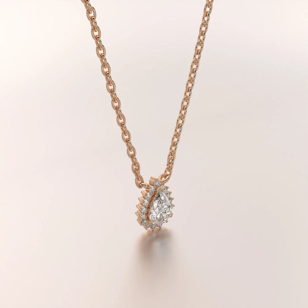 pendant pear diamond rose gold 18k front