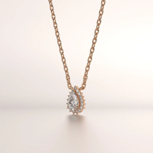 pendant pear diamond rose gold 18k front