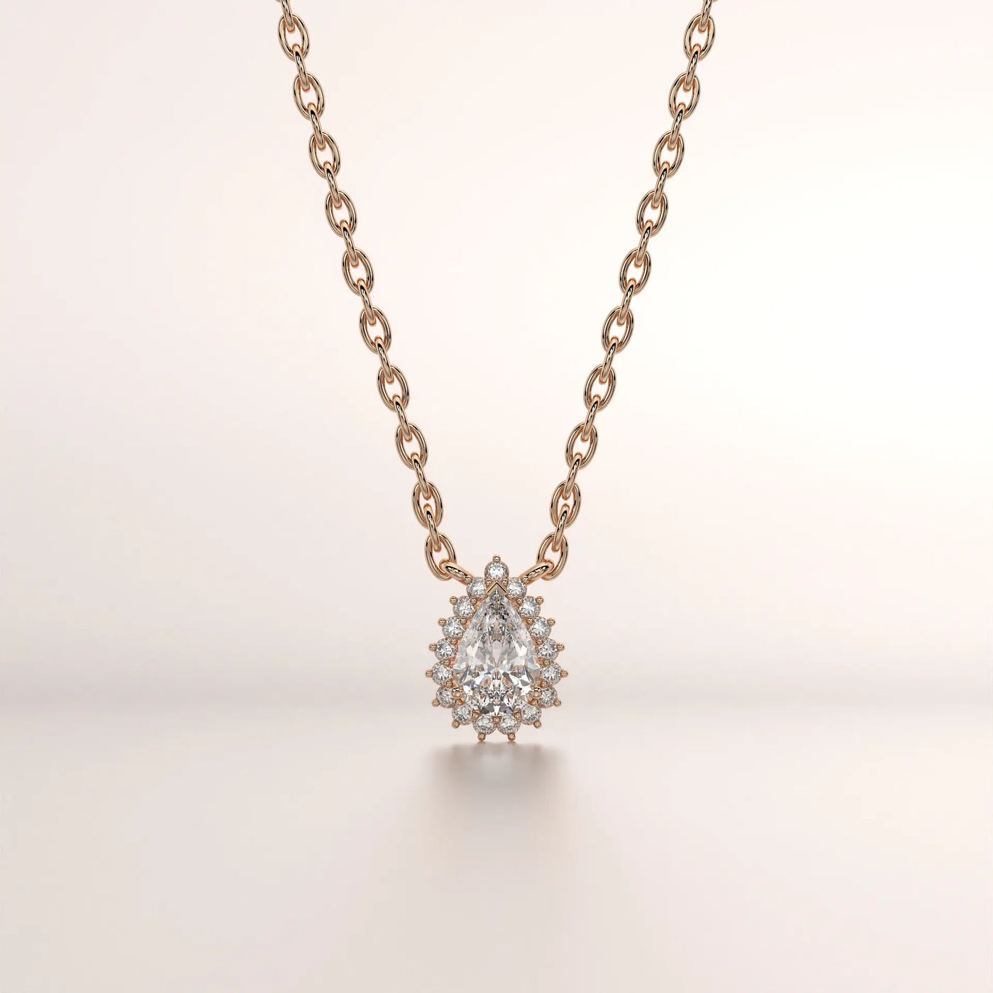 pendant pear diamond rose gold 18k front