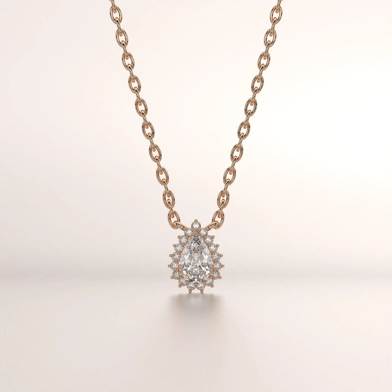 pendant pear diamond rose gold 18k front