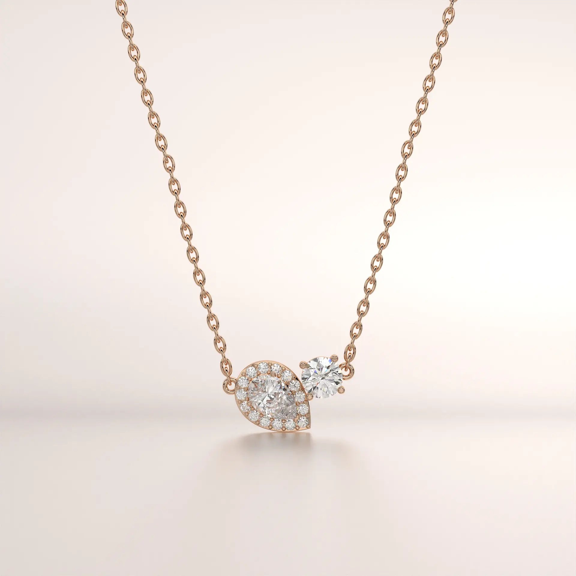 pendant pear diamond rose gold 18k front