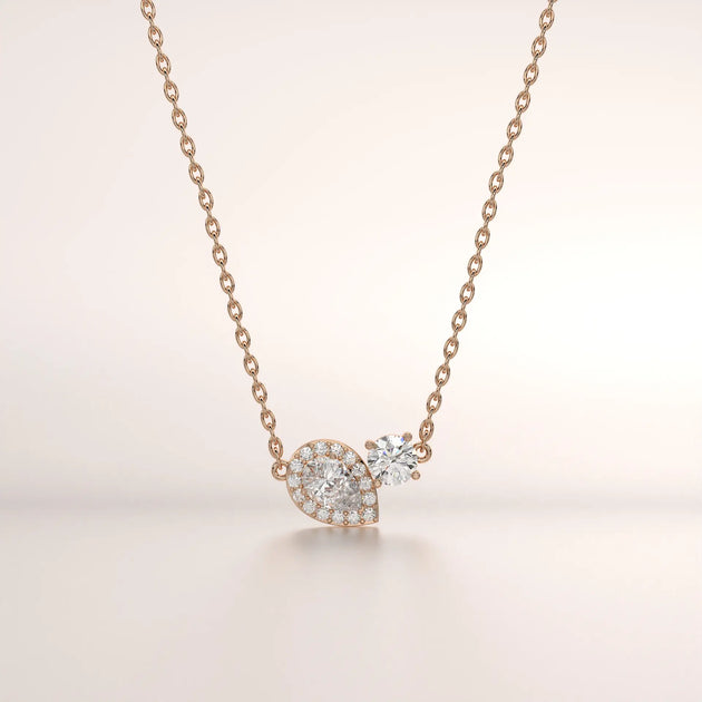 pendant pear diamond rose gold 18k front