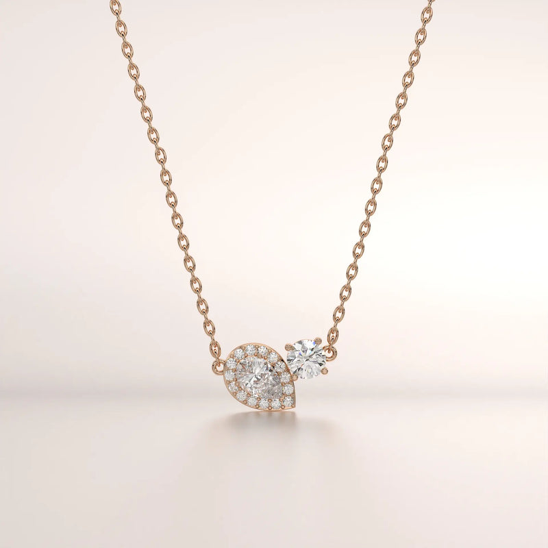 pendant pear diamond rose gold 18k front